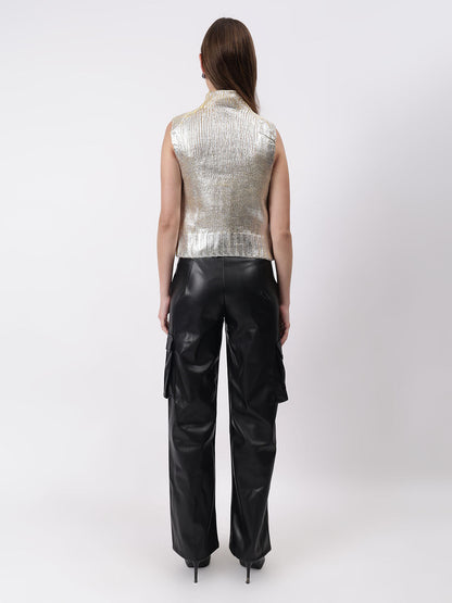 Gaiia Sleeveless Mettalic Winter Top