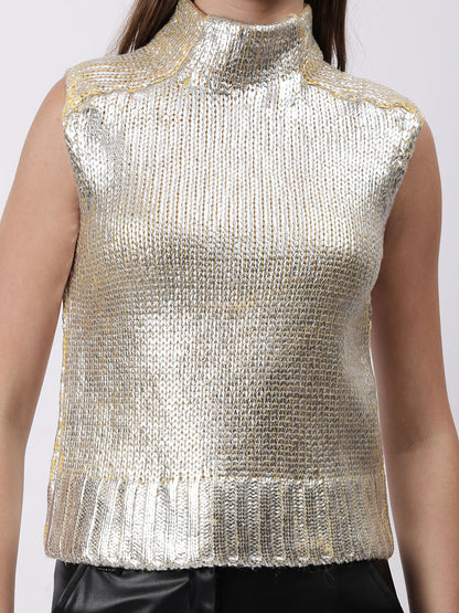 Gaiia Sleeveless Mettalic Winter Top