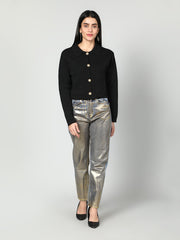 Gaiia Women Solid Woolen Boxy Cardigan