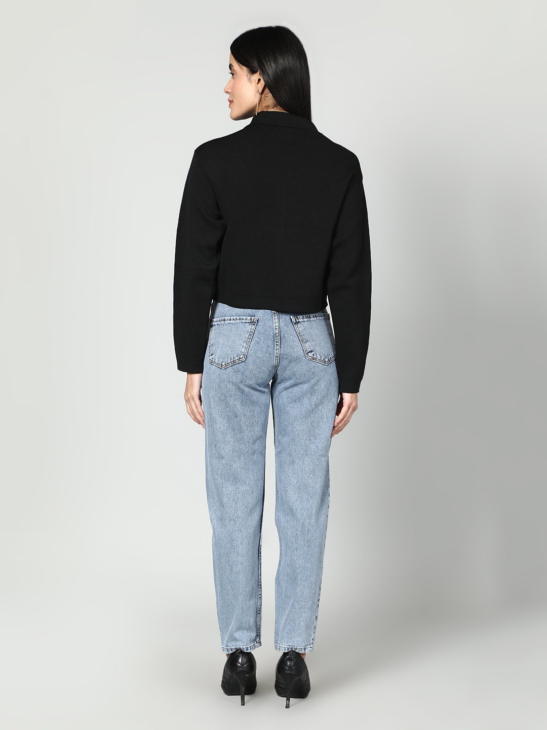 Gaiia Women Solid Woolen Boxy Cardigan