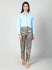 Gaiia Women Solid Woolen Boxy Cardigan