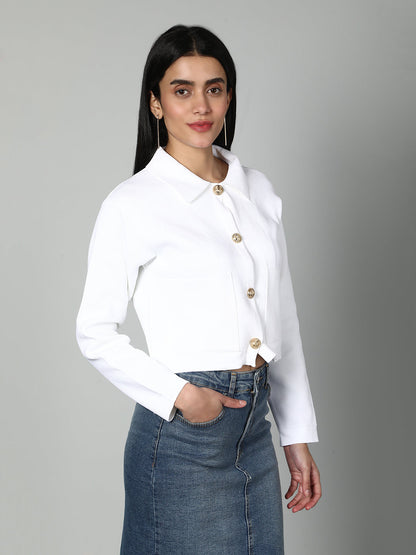 Gaiia Women Solid Woolen Boxy Cardigan