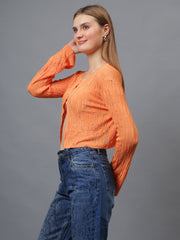 Gaiia Self Design Long Sleeve Top With Button