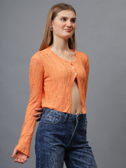 Gaiia Self Design Long Sleeve Top With Button