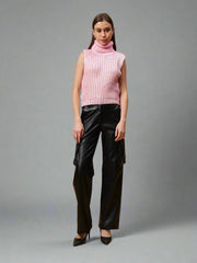 Gaiia Sleeveless High Neck Mettalic Top