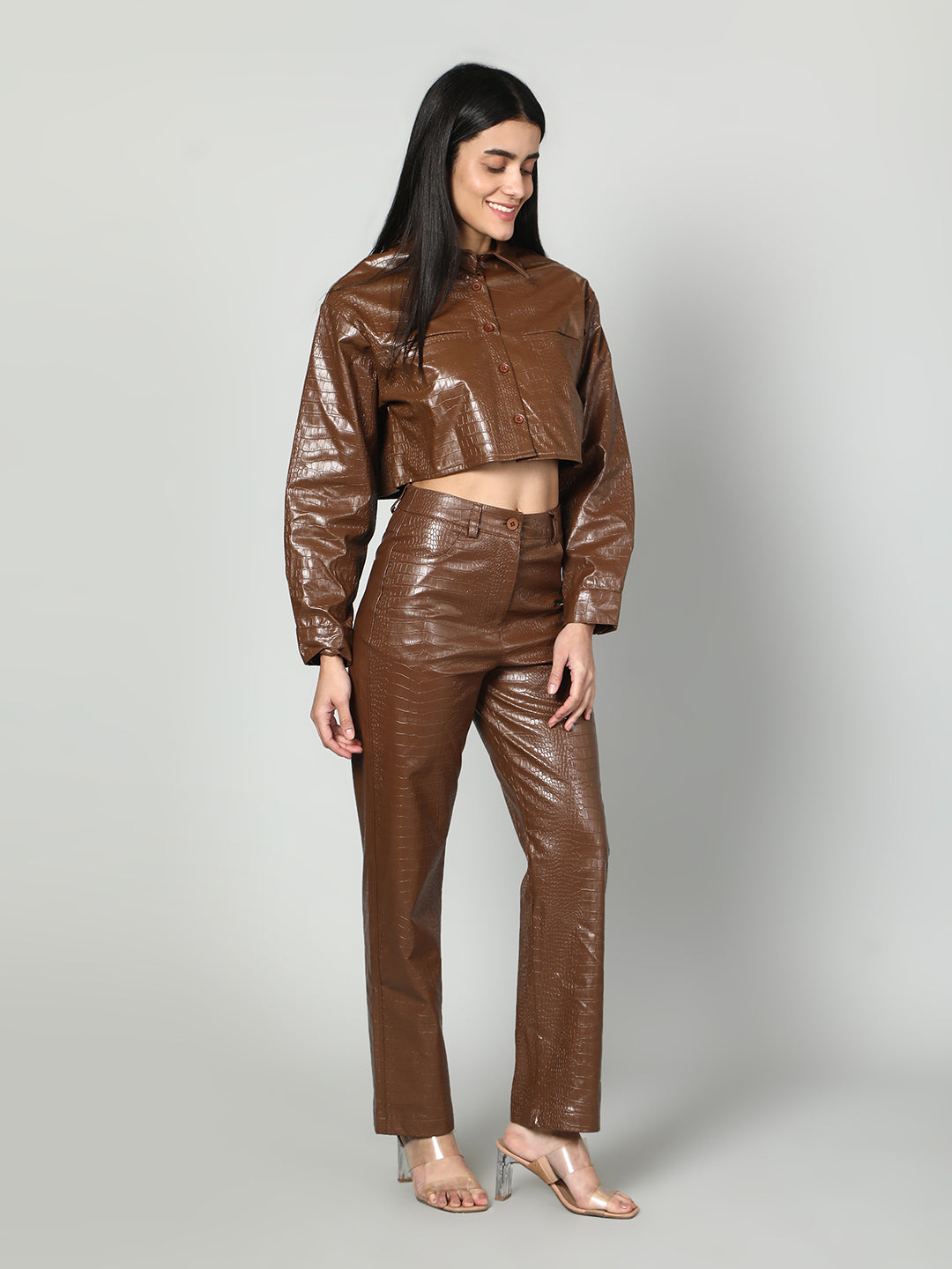 Gaiia Croc Leather Co-Ord Set