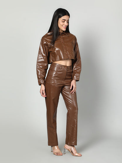 Gaiia Croc Leather Co-Ord Set