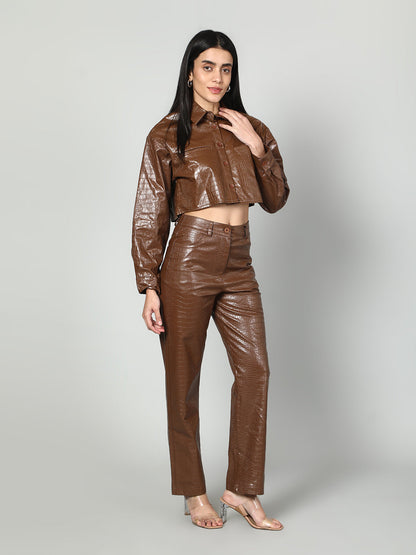 Gaiia Croc Leather Co-Ord Set