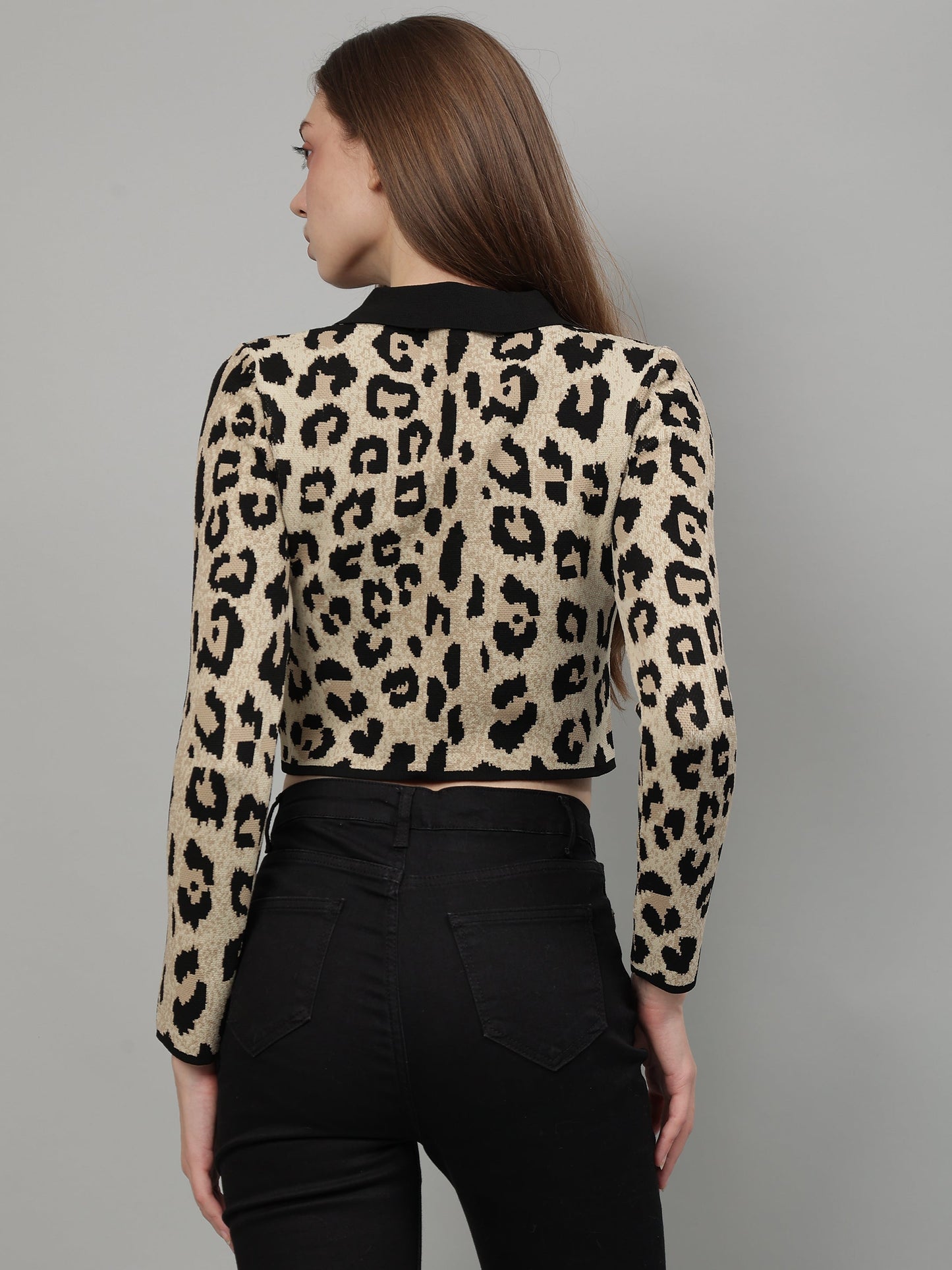 Gaiia Animal Print Woolen Cardigan