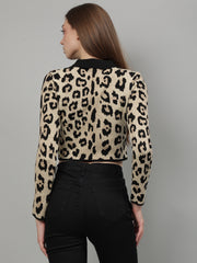 Animal Print Woolen Cardigan