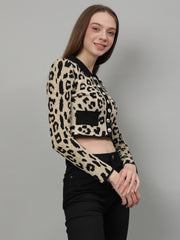 Animal Print Woolen Cardigan