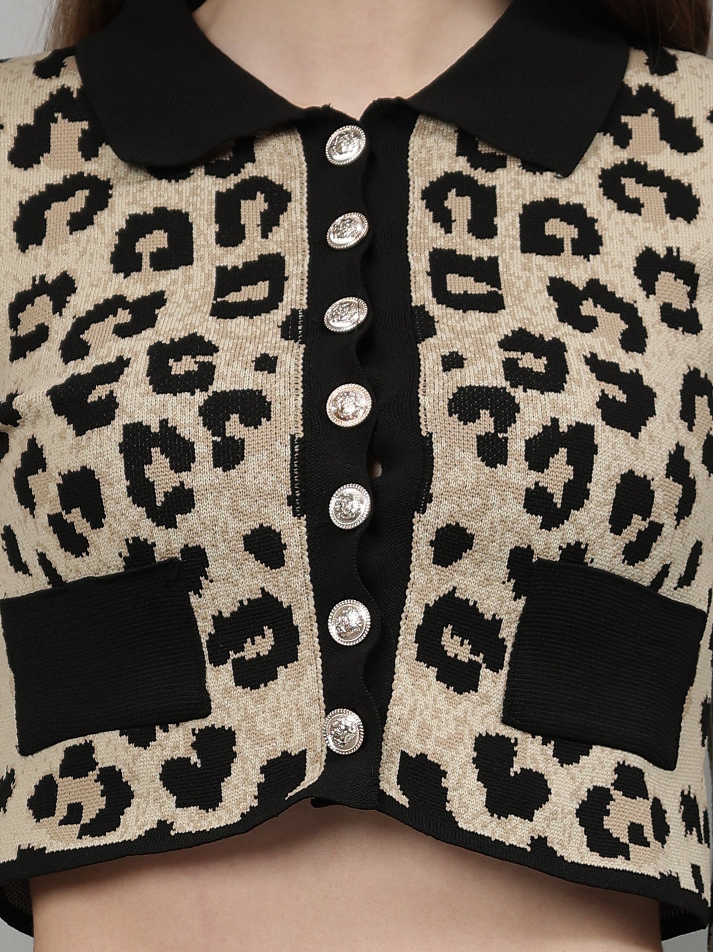Gaiia Animal Print Woolen Cardigan