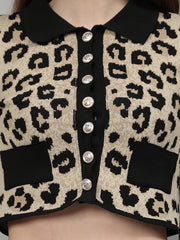 Animal Print Woolen Cardigan