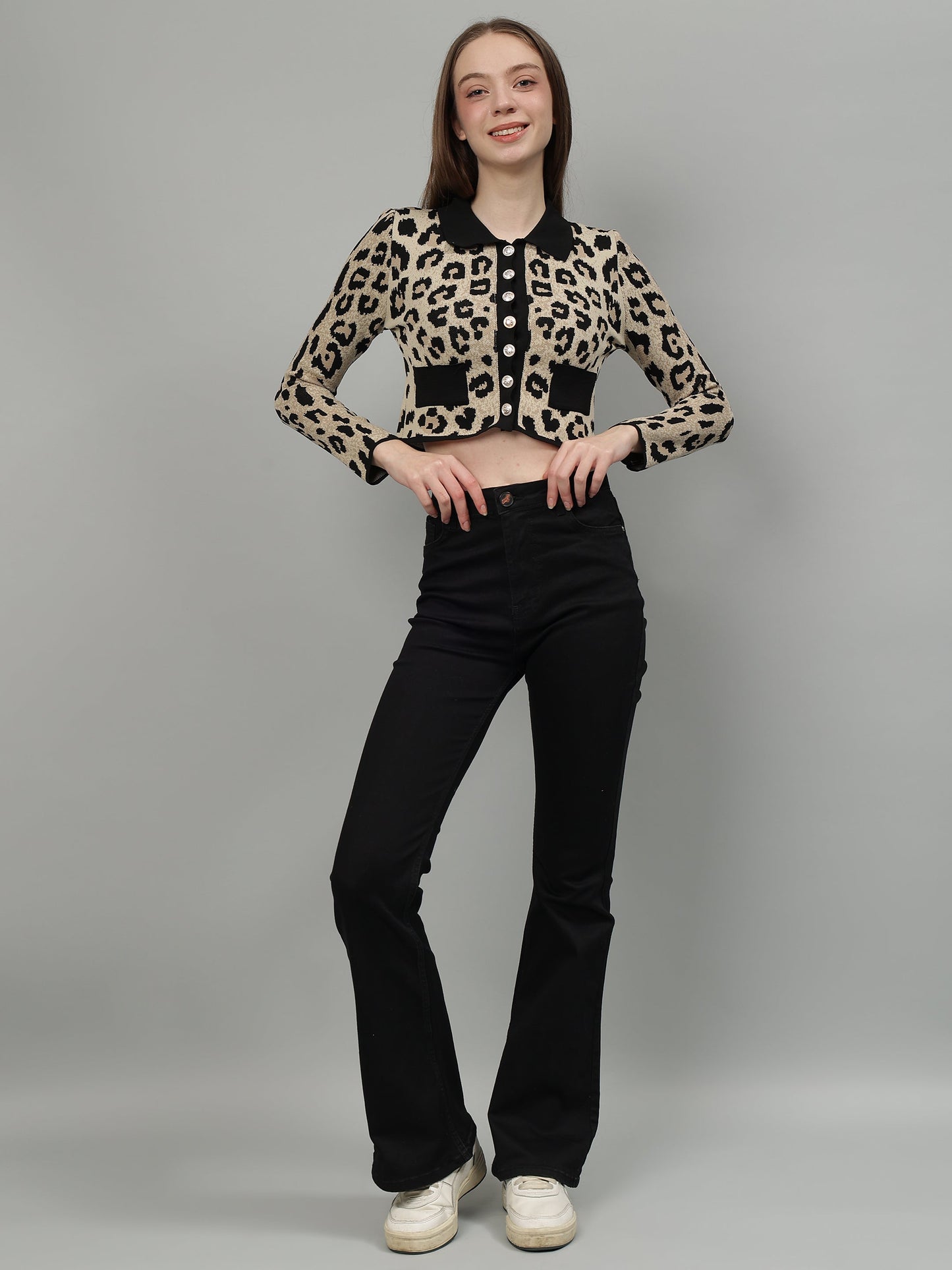 Gaiia Animal Print Woolen Cardigan