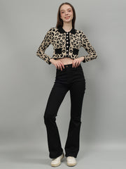 Animal Print Woolen Cardigan