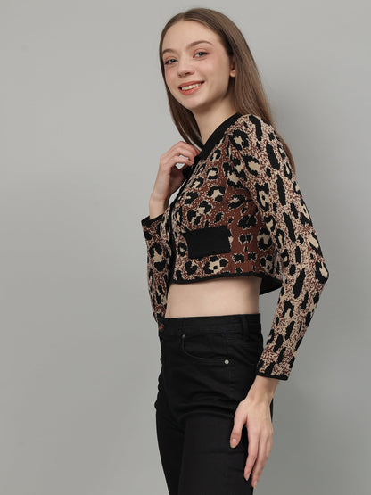 Gaiia Animal Print Woolen Cardigan