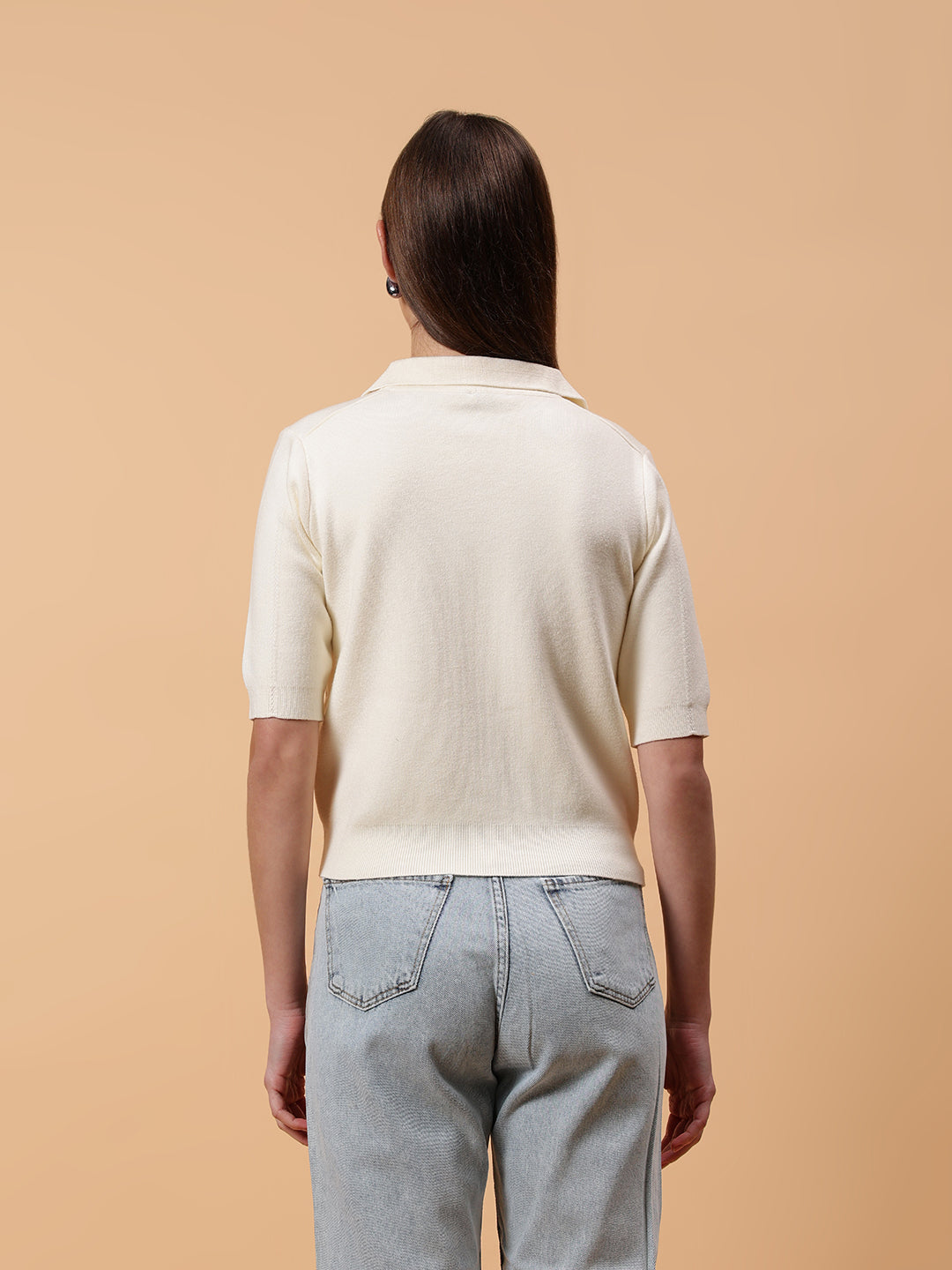 Gaiia Women Collared Winter Top - Off White