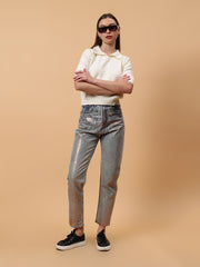 Gaiia Women Collared Winter Top - Off White