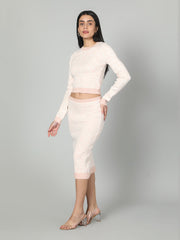 Gaiia Two Color Self Print Skirt Co-Ord Set - Green