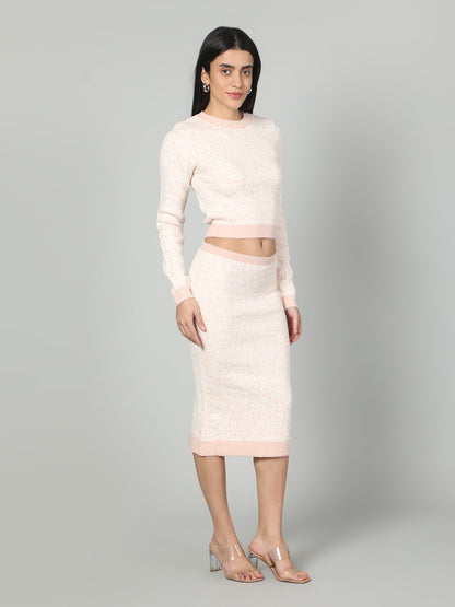 Gaiia Two Color Self Print Skirt Co-Ord Set - Green