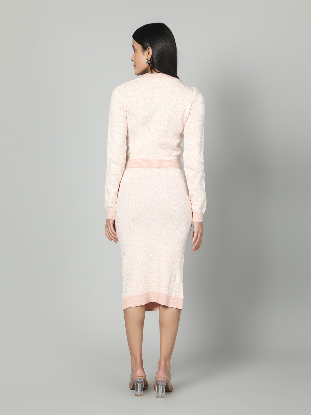 Gaiia Two Color Self Print Skirt Co-Ord Set - Green