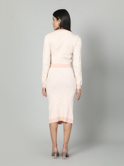 Gaiia Two Color Self Print Skirt Co-Ord Set - Green