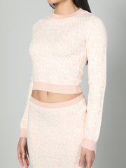 Gaiia Two Color Self Print Skirt Co-Ord Set - Green