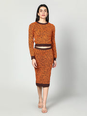 Gaiia Two Color Self Print Skirt Co-Ord Set - Green