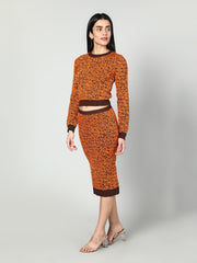 Gaiia Two Color Self Print Skirt Co-Ord Set - Green