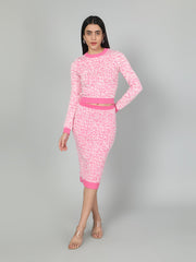 Gaiia Two Color Self Print Skirt Co-Ord Set - Green