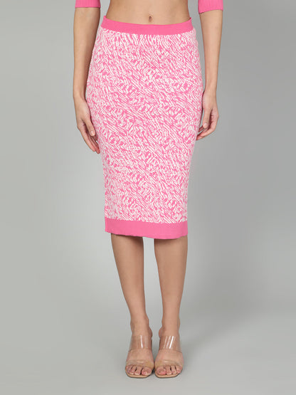 Gaiia Two Color Self Print Skirt Co-Ord Set - Green