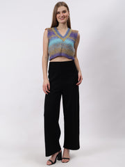Colourful Winter Cropped Sweater Vest