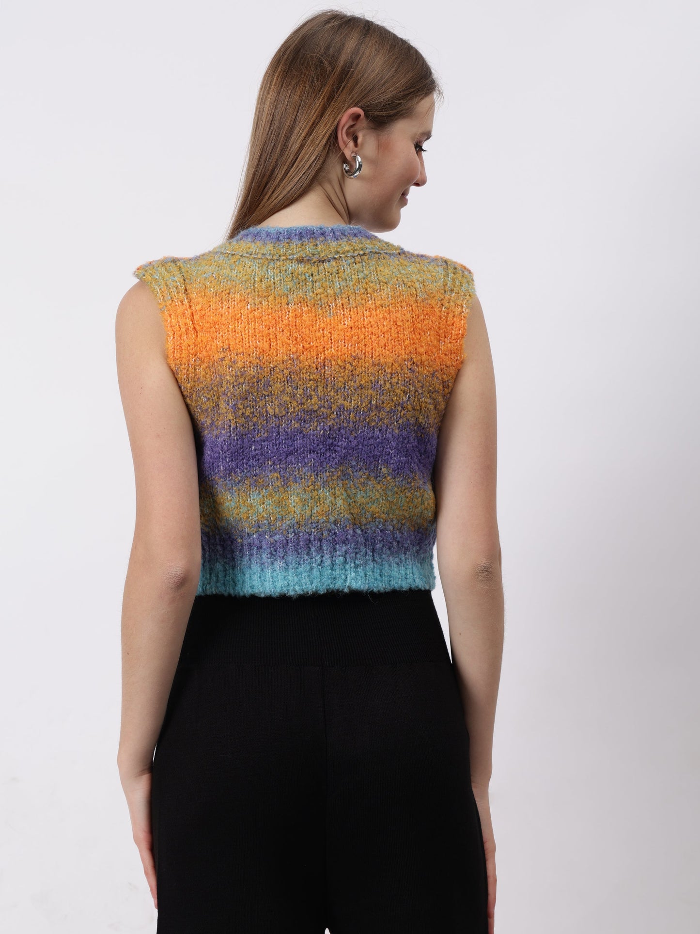 Gaiia Colourful Winter Cropped Sweater Vest