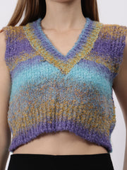 Colourful Winter Cropped Sweater Vest
