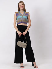Colourful Winter Cropped Sweater Vest