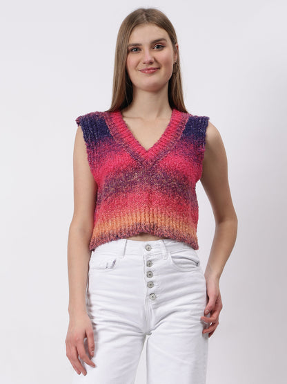 Gaiia Colourful Winter Cropped Sweater Vest
