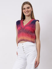 Colourful Winter Cropped Sweater Vest