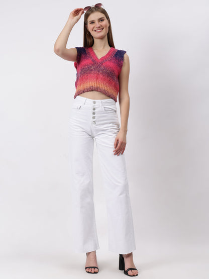 Gaiia Colourful Winter Cropped Sweater Vest
