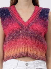 Colourful Winter Cropped Sweater Vest