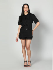 Gaiia Women Solid Half Sleeves Blazer And Shorts Set