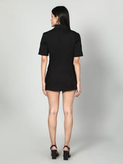 Gaiia Women Solid Half Sleeves Blazer And Shorts Set