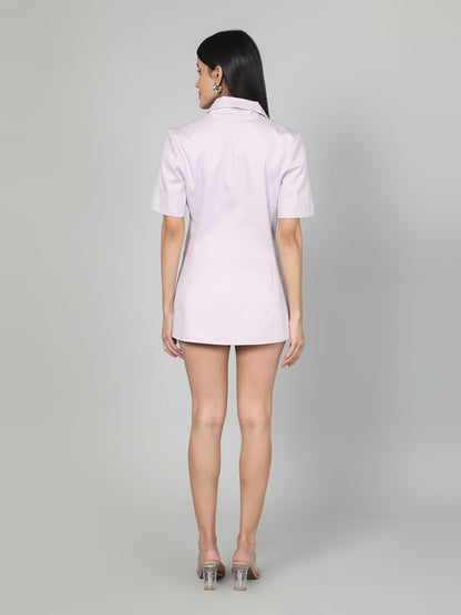 Gaiia Women Solid Half Sleeves Blazer And Shorts Set