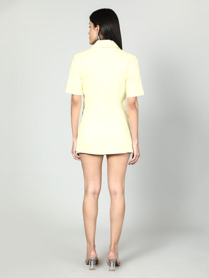 Gaiia Women Solid Half Sleeves Blazer And Shorts Set