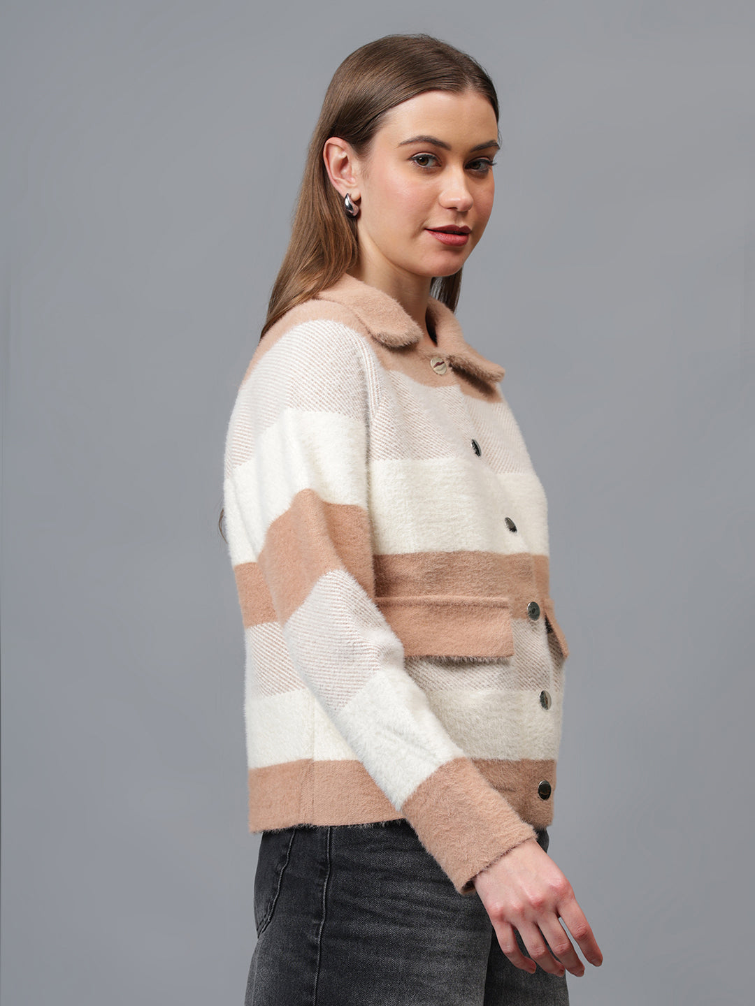 Gaiia Women Colour Blocked Winter Shacket