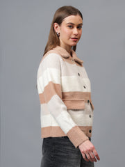 Gaiia Women Colour Blocked Winter Shacket