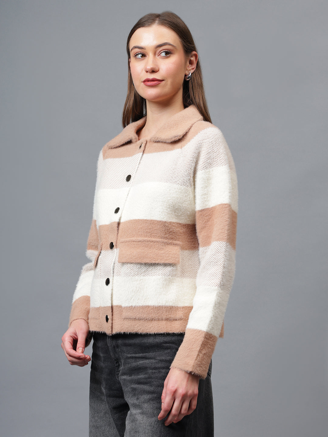 Gaiia Women Colour Blocked Winter Shacket