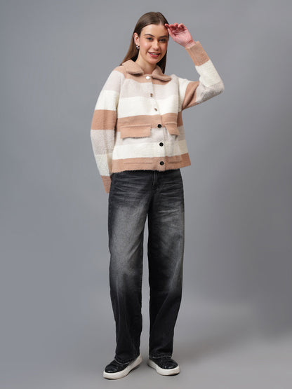 Gaiia Women Colour Blocked Winter Shacket