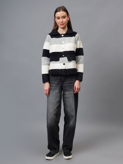 Gaiia Women Colour Blocked Winter Shacket