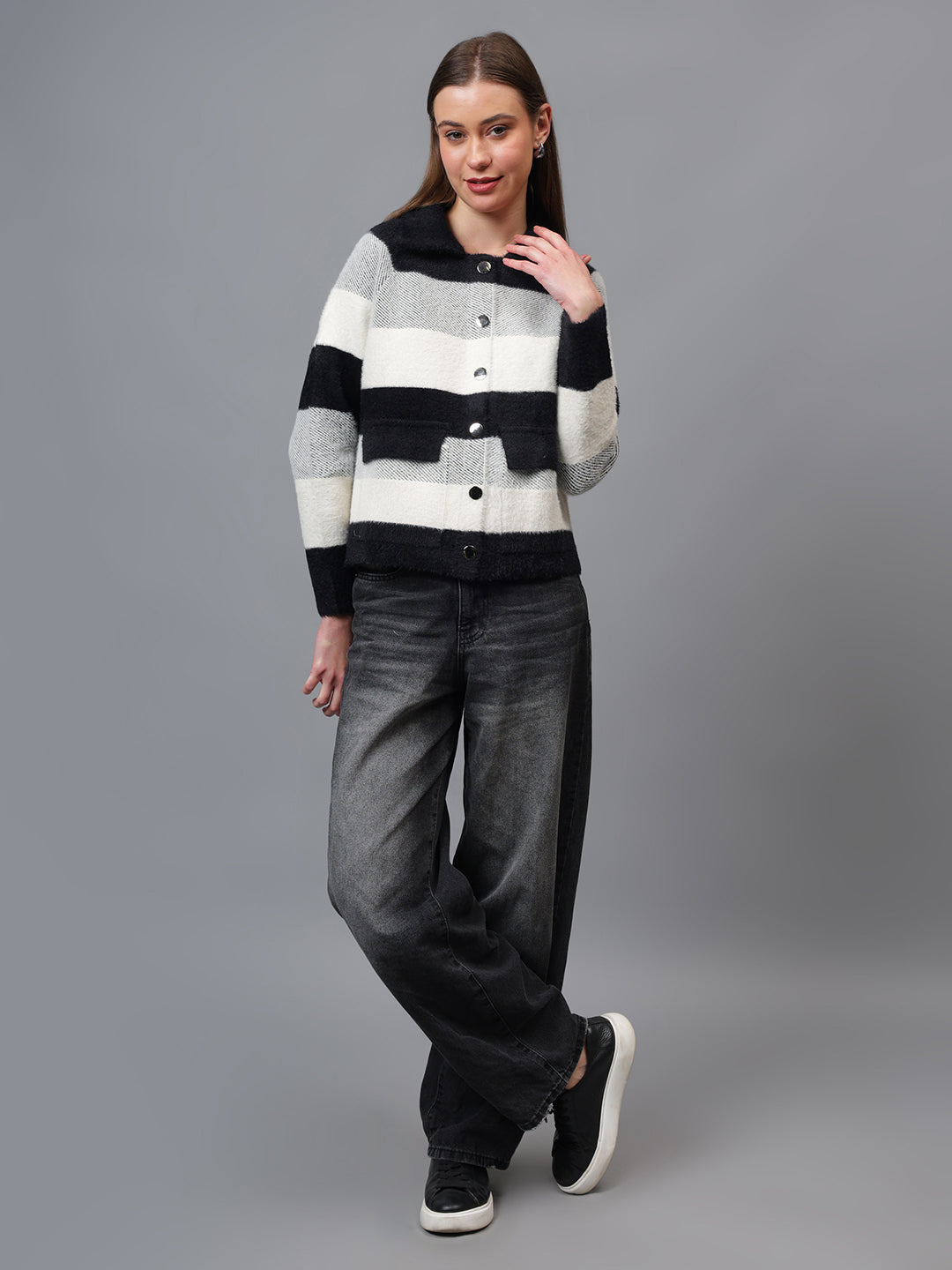 Gaiia Women Colour Blocked Winter Shacket