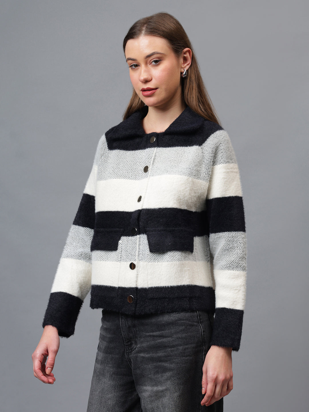 Gaiia Women Colour Blocked Winter Shacket